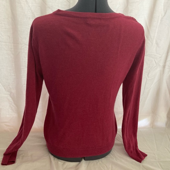 Red Sequined Button Up Cardigan - Picture 2 of 5